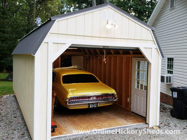 Hickory Sheds Lofted Barn Garage Muscle Car Inside