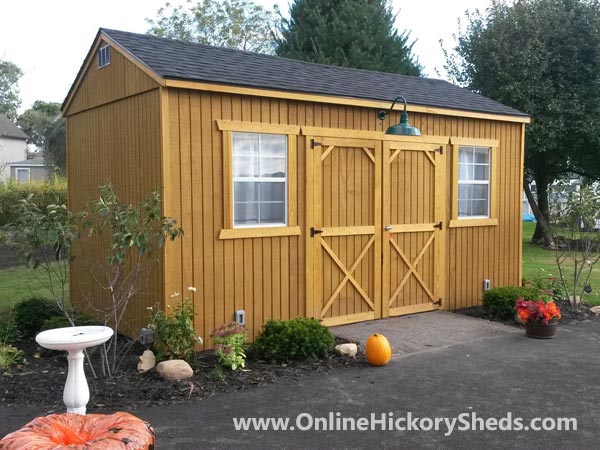 Hickory Sheds Side Utility Stained Honey Gold
